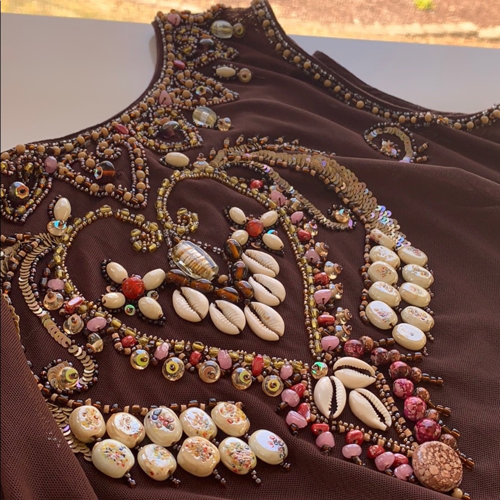 Alberto Makali Brown Embellished Top